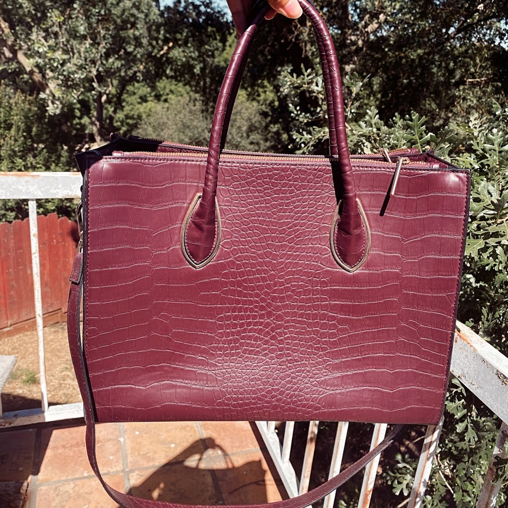 Burgundy H&M oversized purse